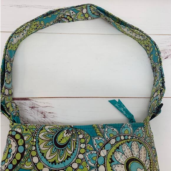 Vera Bradley Crossbody Bag Peacock Pattern Retired 2007 Hipster Teal Green Purse - Picture 13 of 16